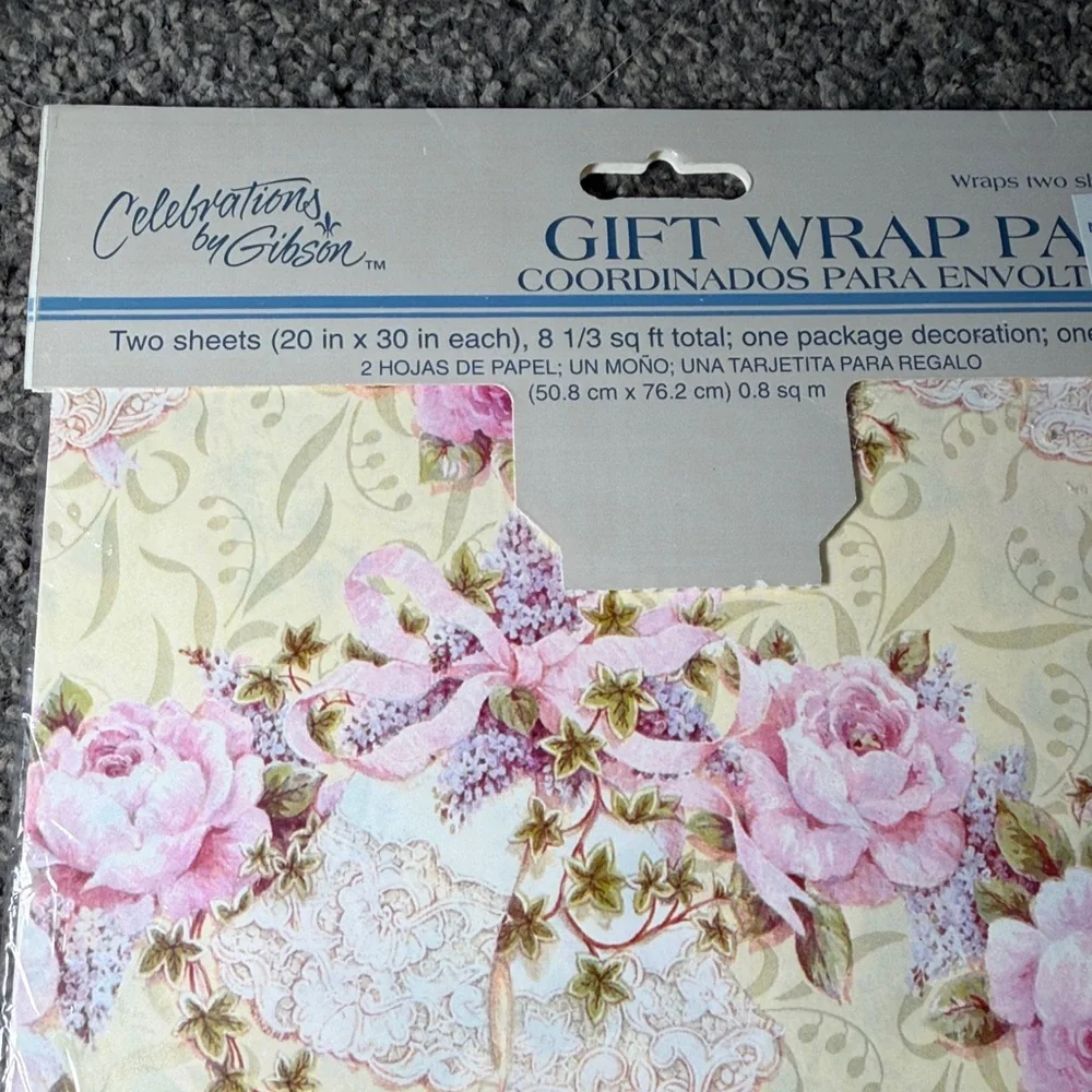 5/$25 VINTAGE Wrapping Paper Floral Wedding Bells